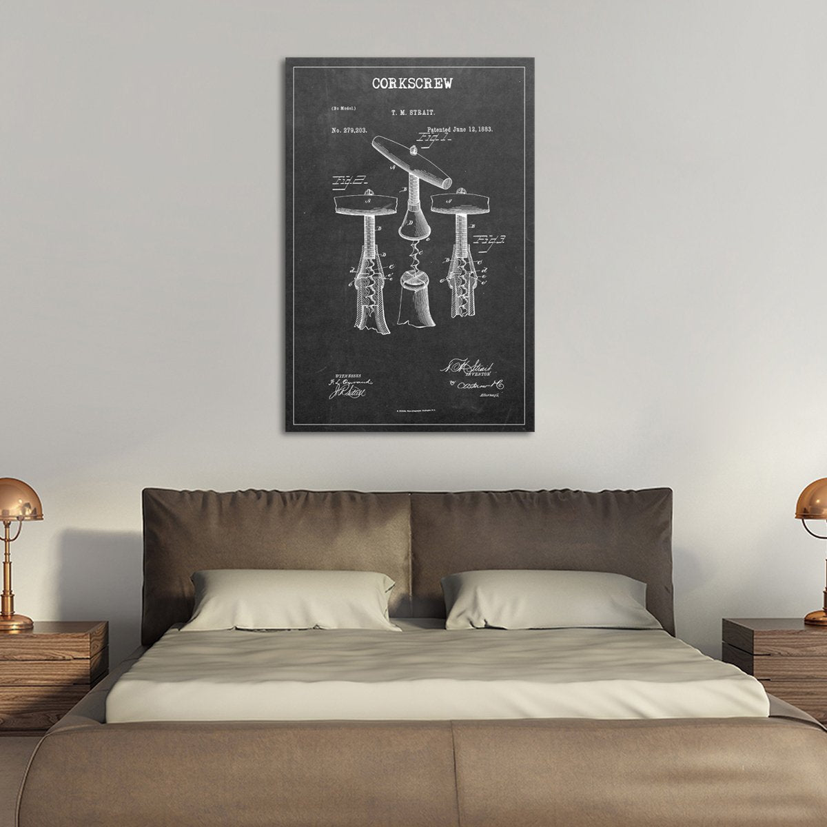 Corkscrew Patent BW Canvas Wall Art