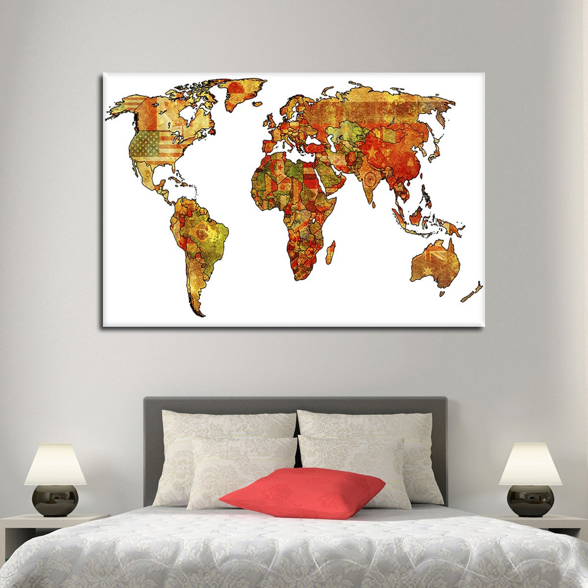 Country Flag Map Multi Panel Canvas Wall Art