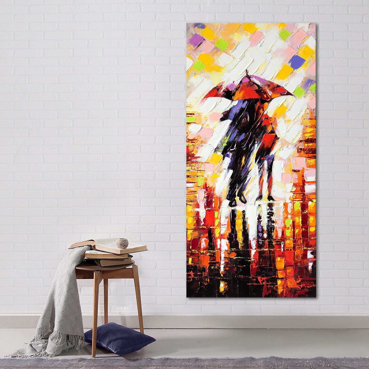 Couple Under Umbrella Multi Panel Canvas Wall Art