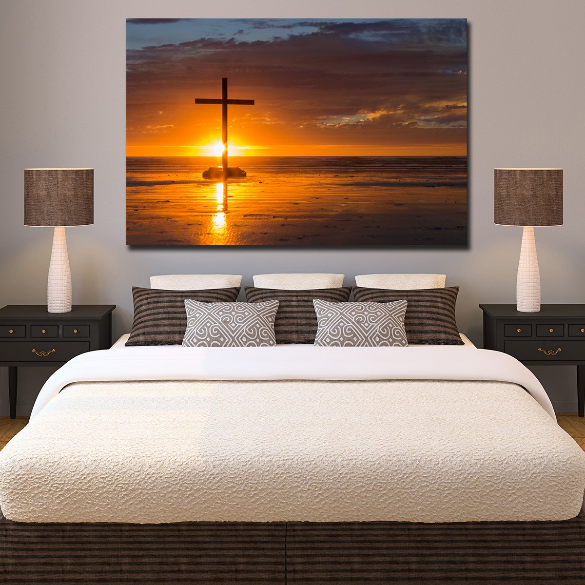 Cross Sunset Multi Panel Canvas Wall Art
