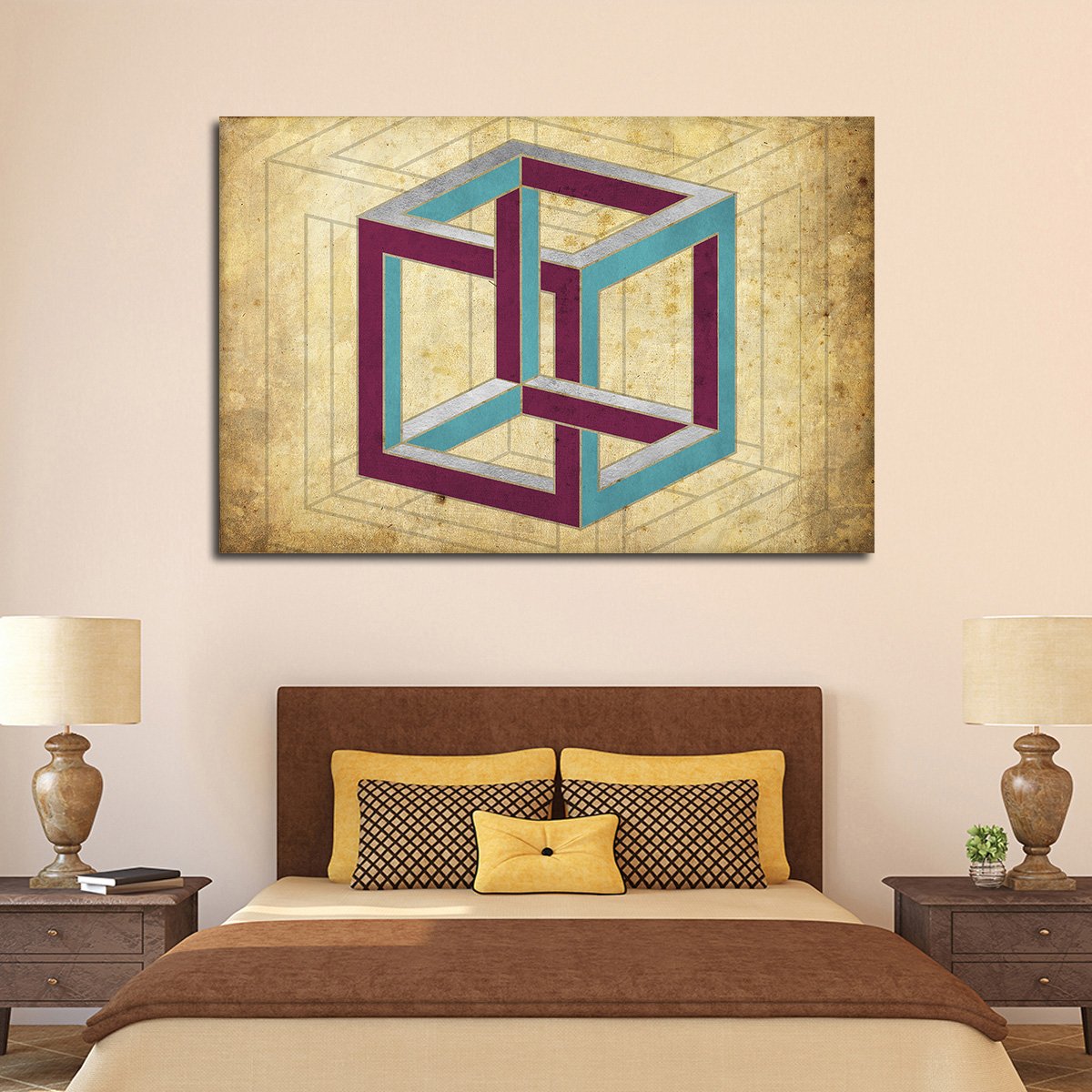 Cube Illusion Multi Panel Canvas Wall Art