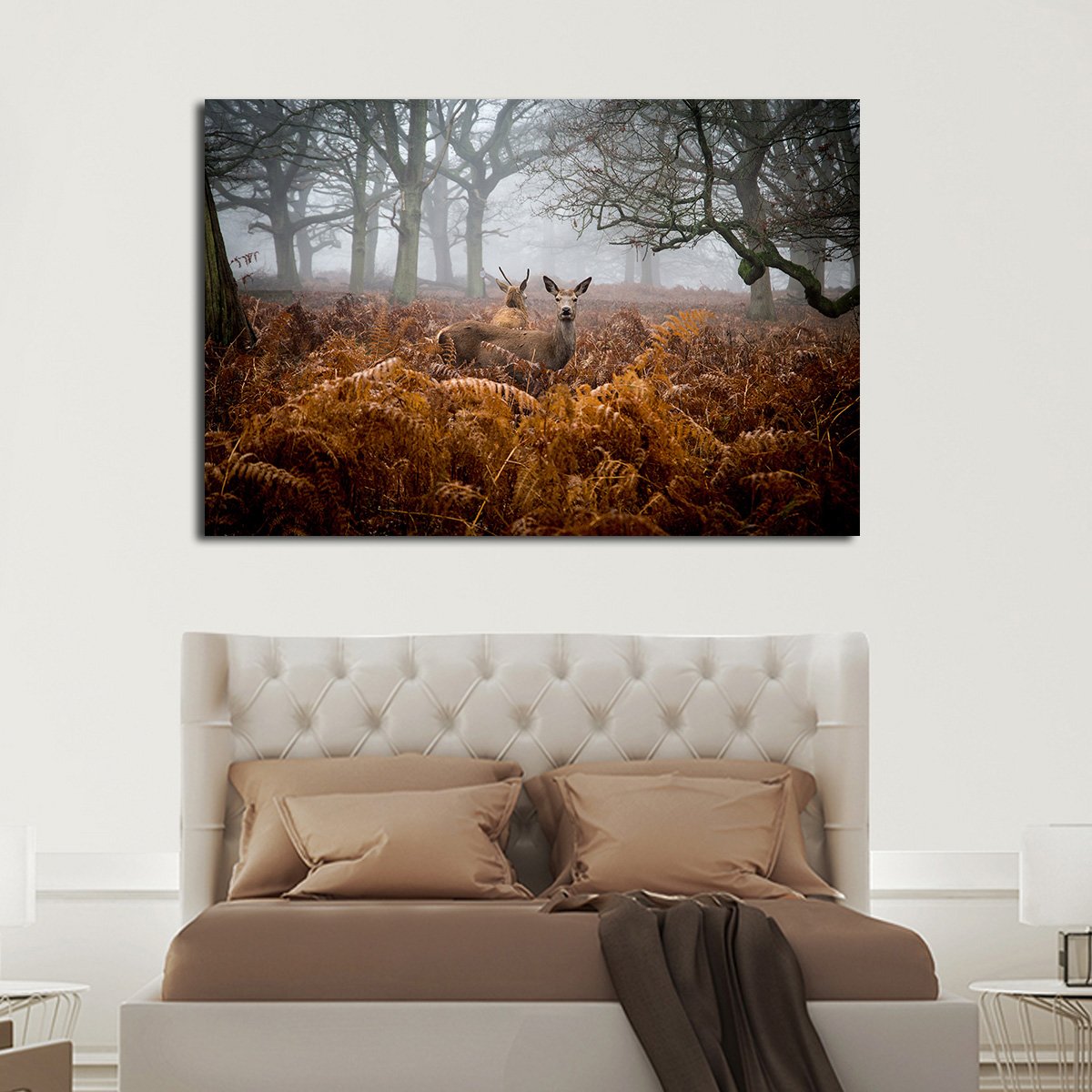 Deer in the Fog Multi Panel Canvas Wall Art