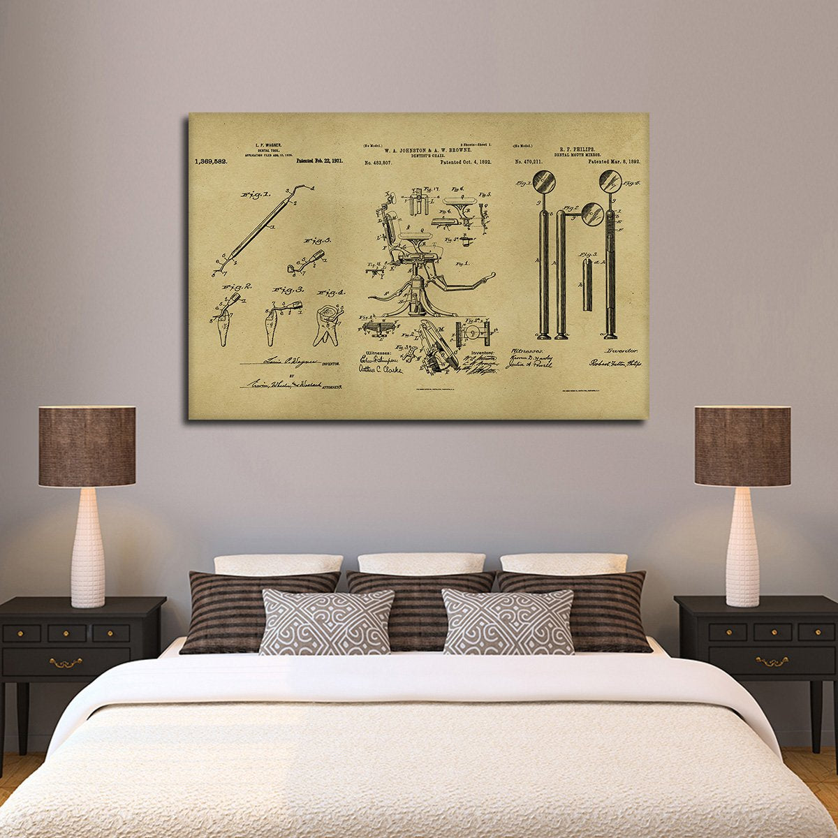 Dentist Patent Compilation Multi Panel Canvas Wall Art