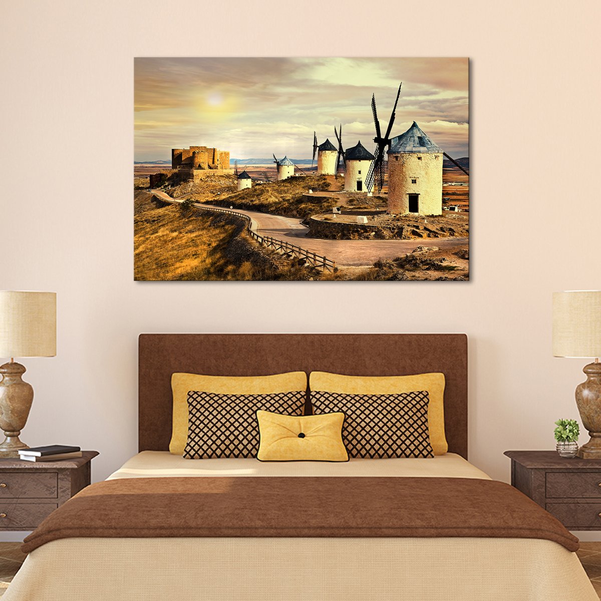 Don Quixote Windmill Multi Panel Canvas Wall Art