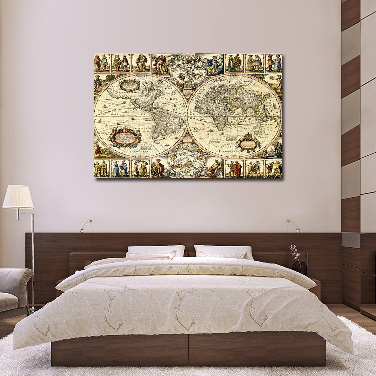 Early World Map Multi Panel Canvas Wall Art