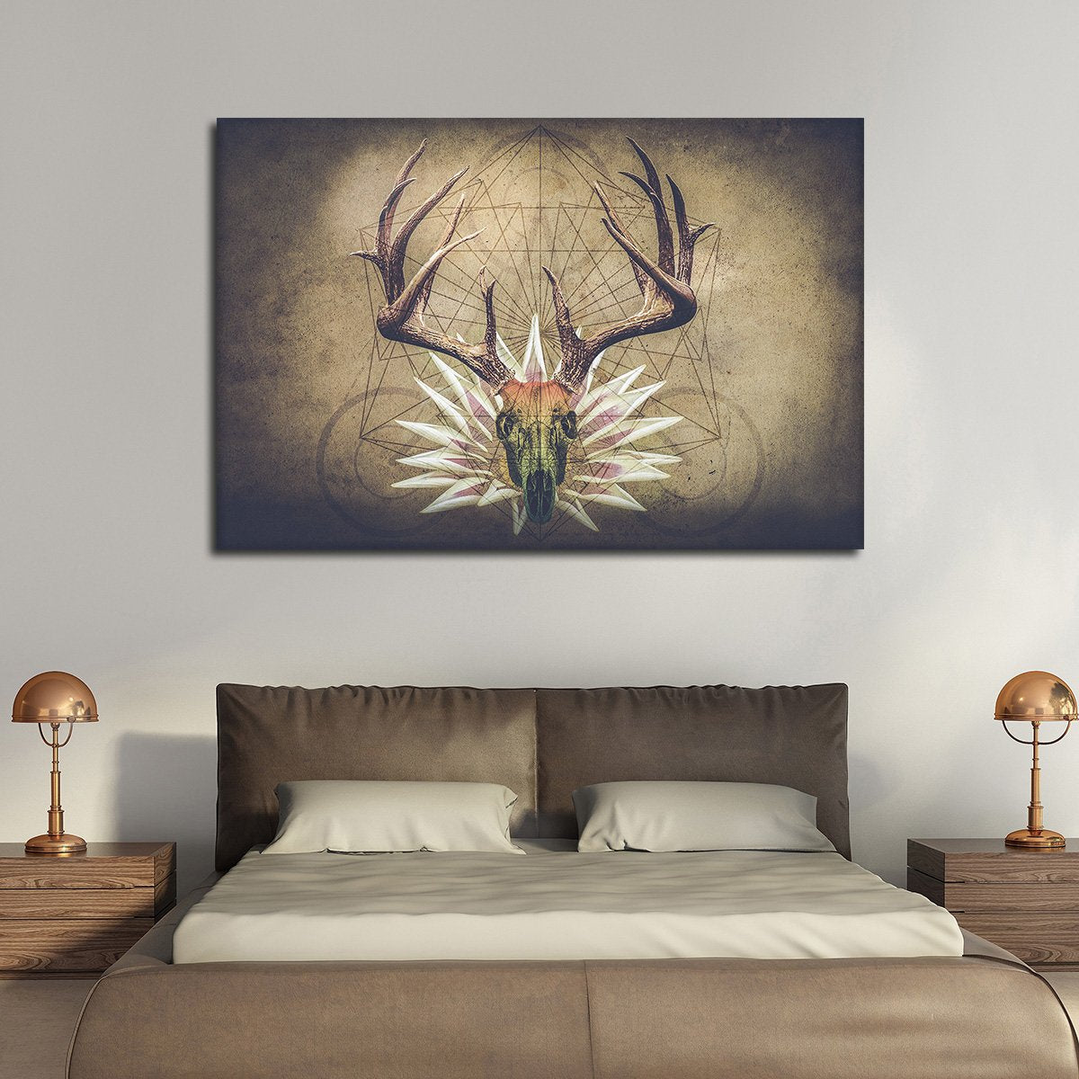 Edgy Horned Deer Multi Panel Canvas Wall Art