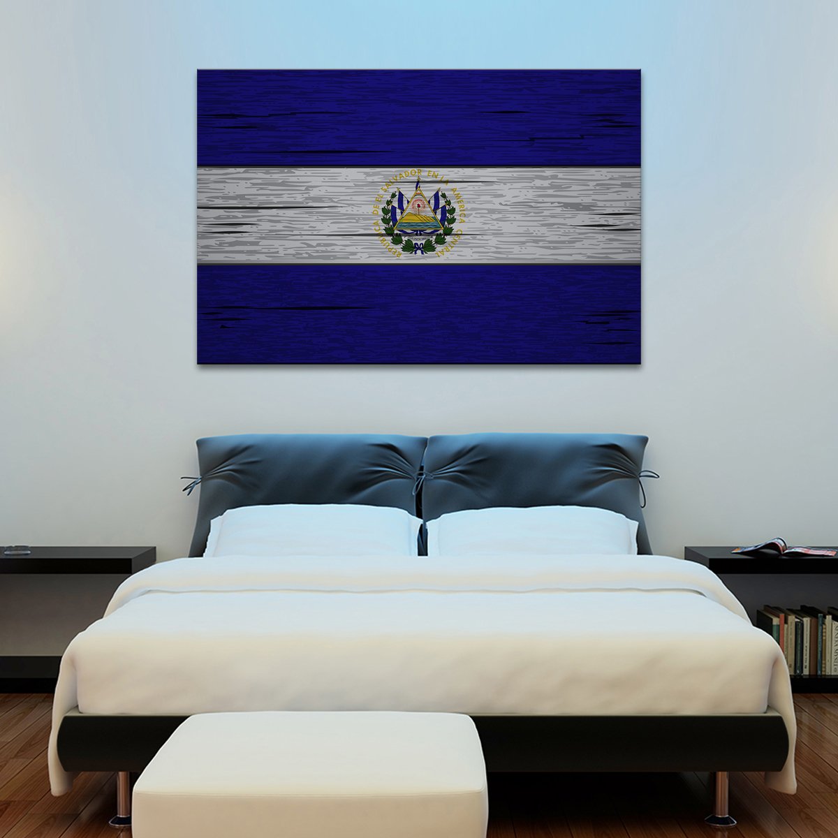 El Salvador Flag Multi Panel Canvas Wall Art