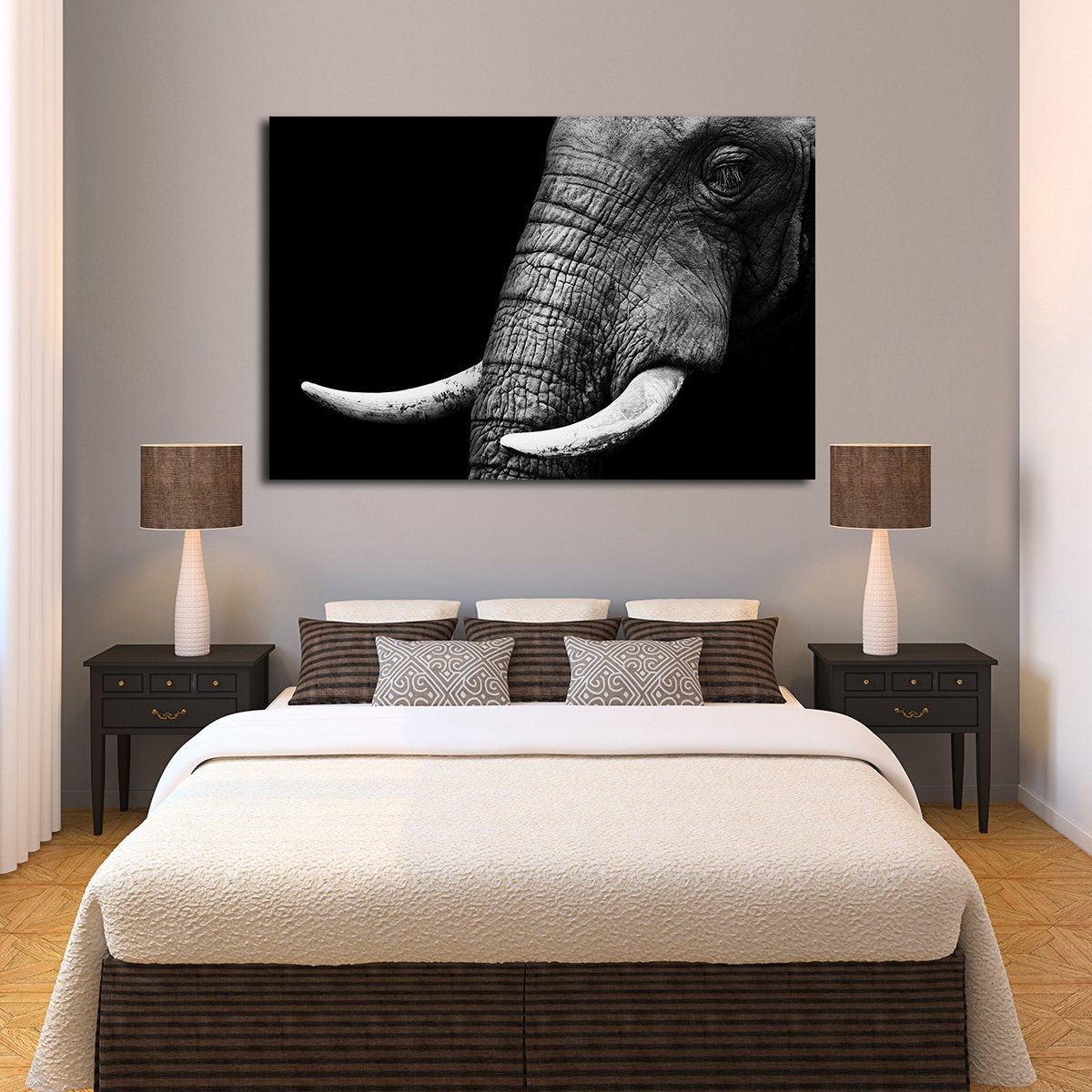 Elephant Close Up Multi Panel Canvas Wall Art