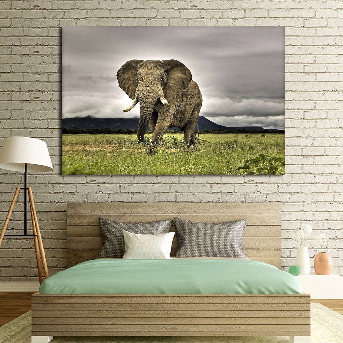 Elephant Landscape Multi Panel Canvas Wall Art