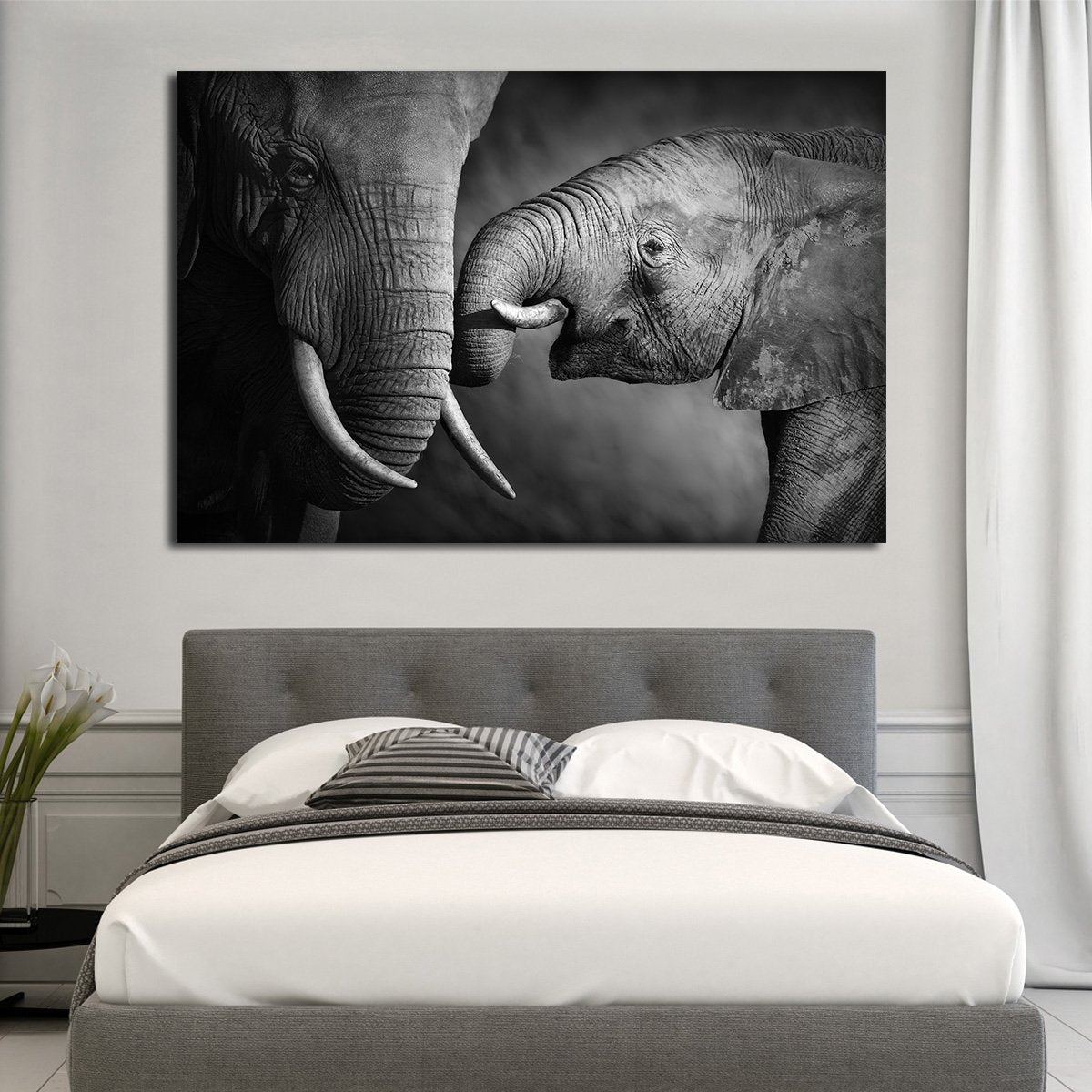 Elephant Affection Multi Panel Canvas Wall Art