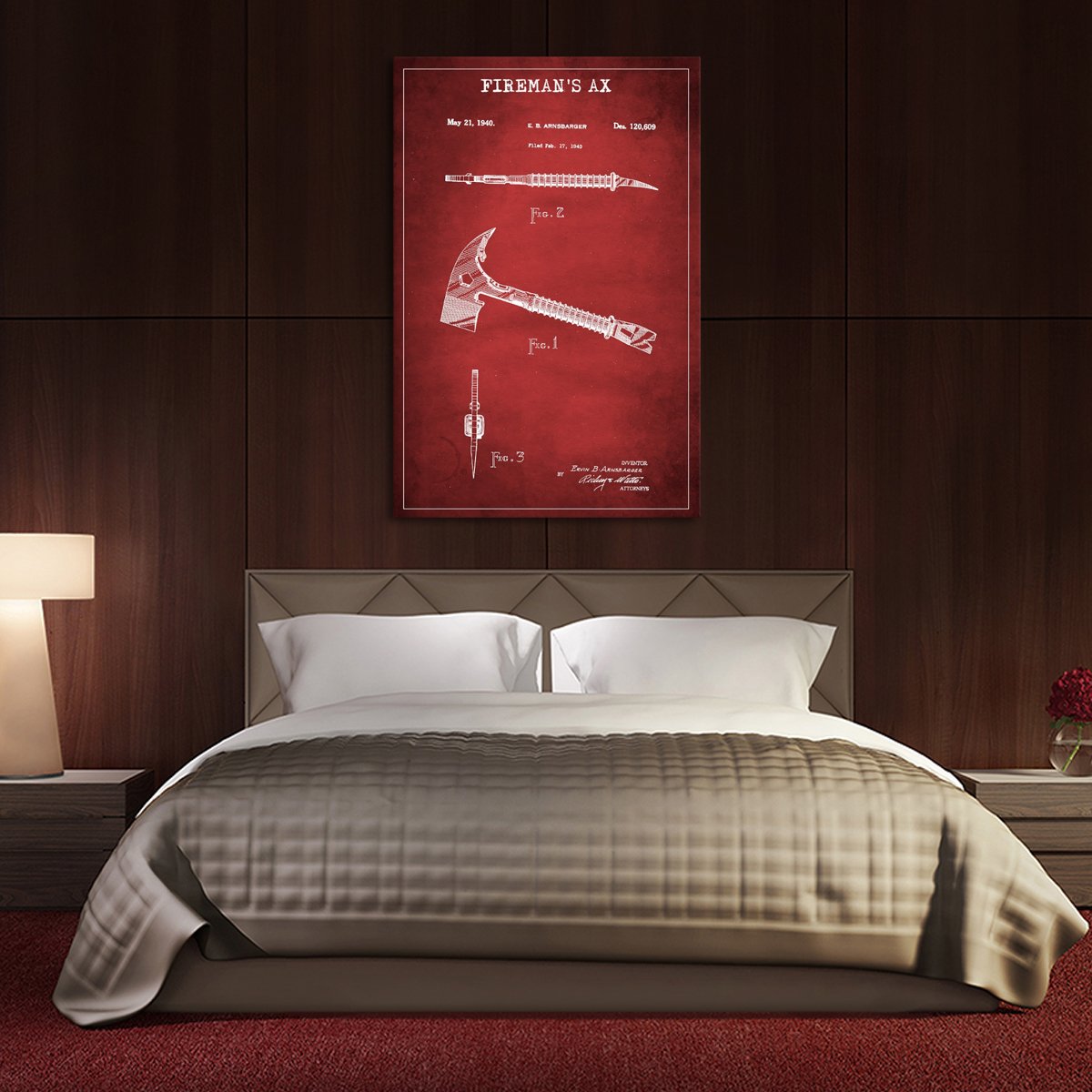Fireman Ax Patent Canvas Wall Art