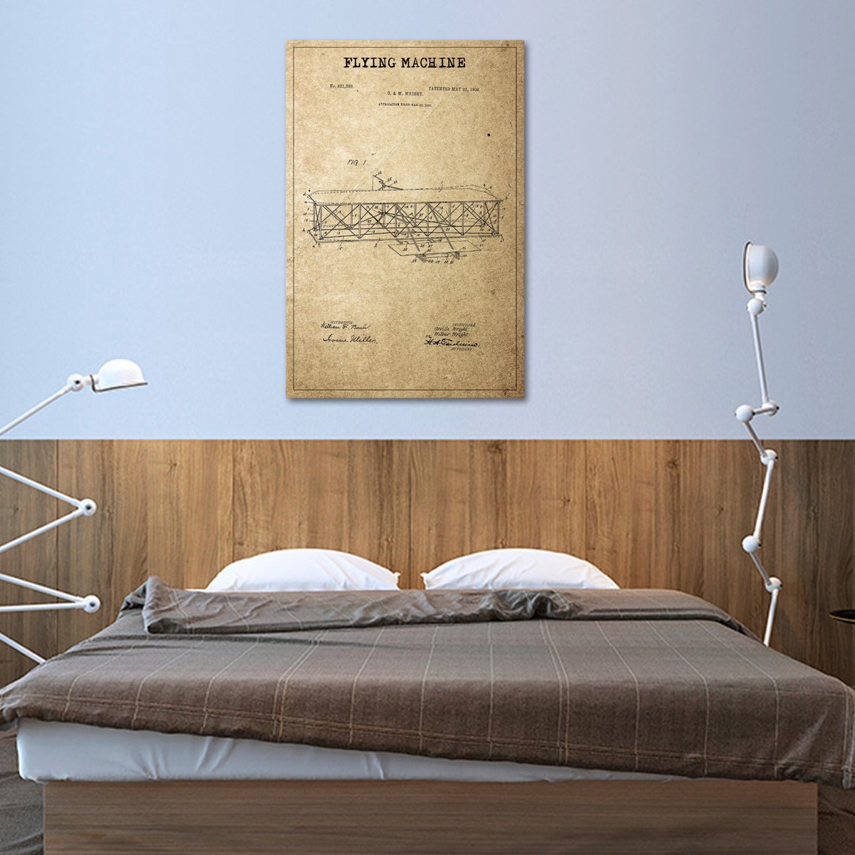 Flying Machine Patent Canvas Wall Art