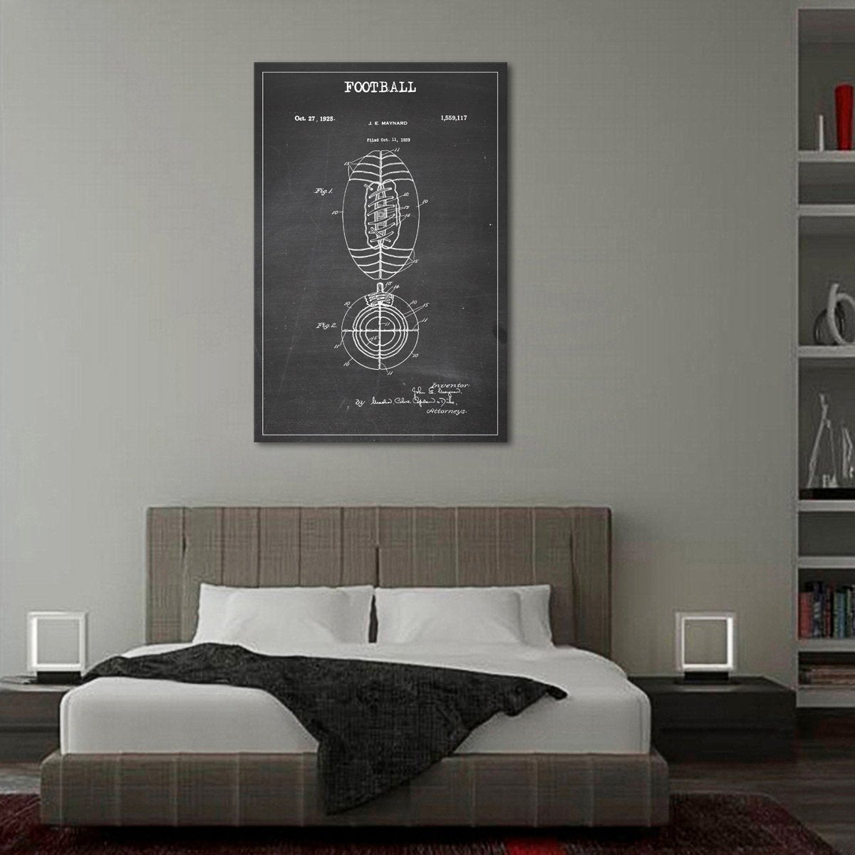 Football Patent BW Canvas Wall Art