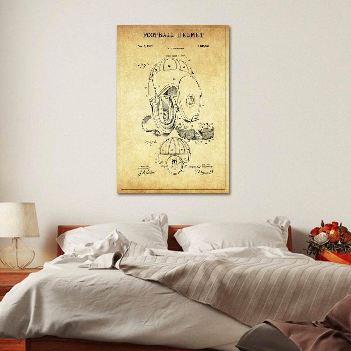 Football Helmet Patent Canvas Wall Art