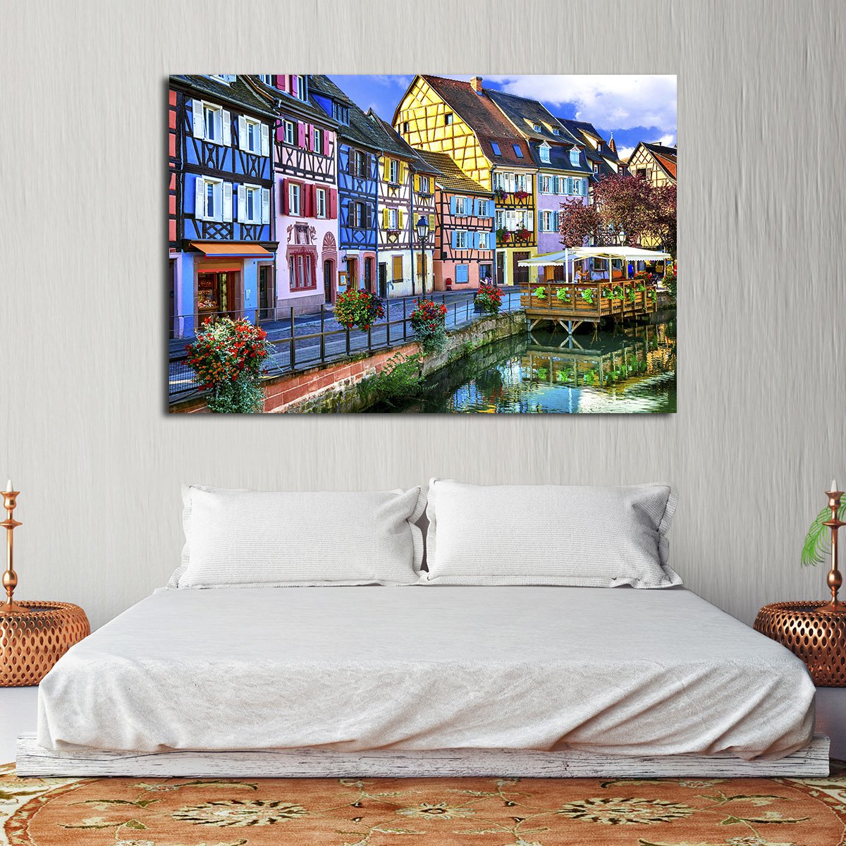French Village Multi Panel Canvas Wall Art