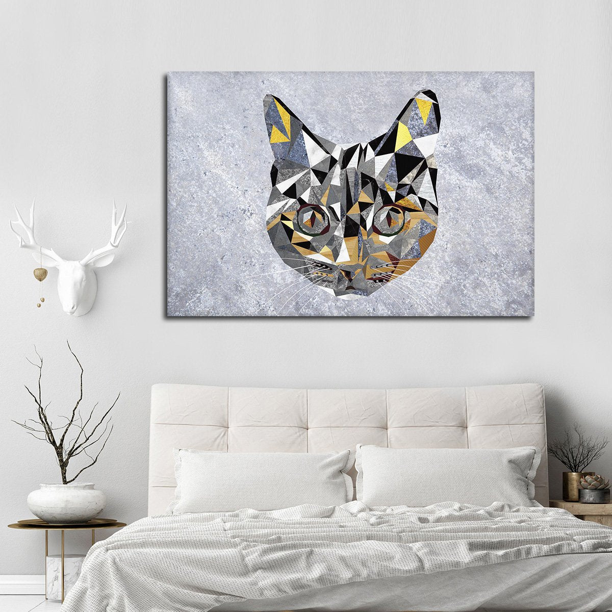 Geometric Cat Multi Panel Canvas Wall Art