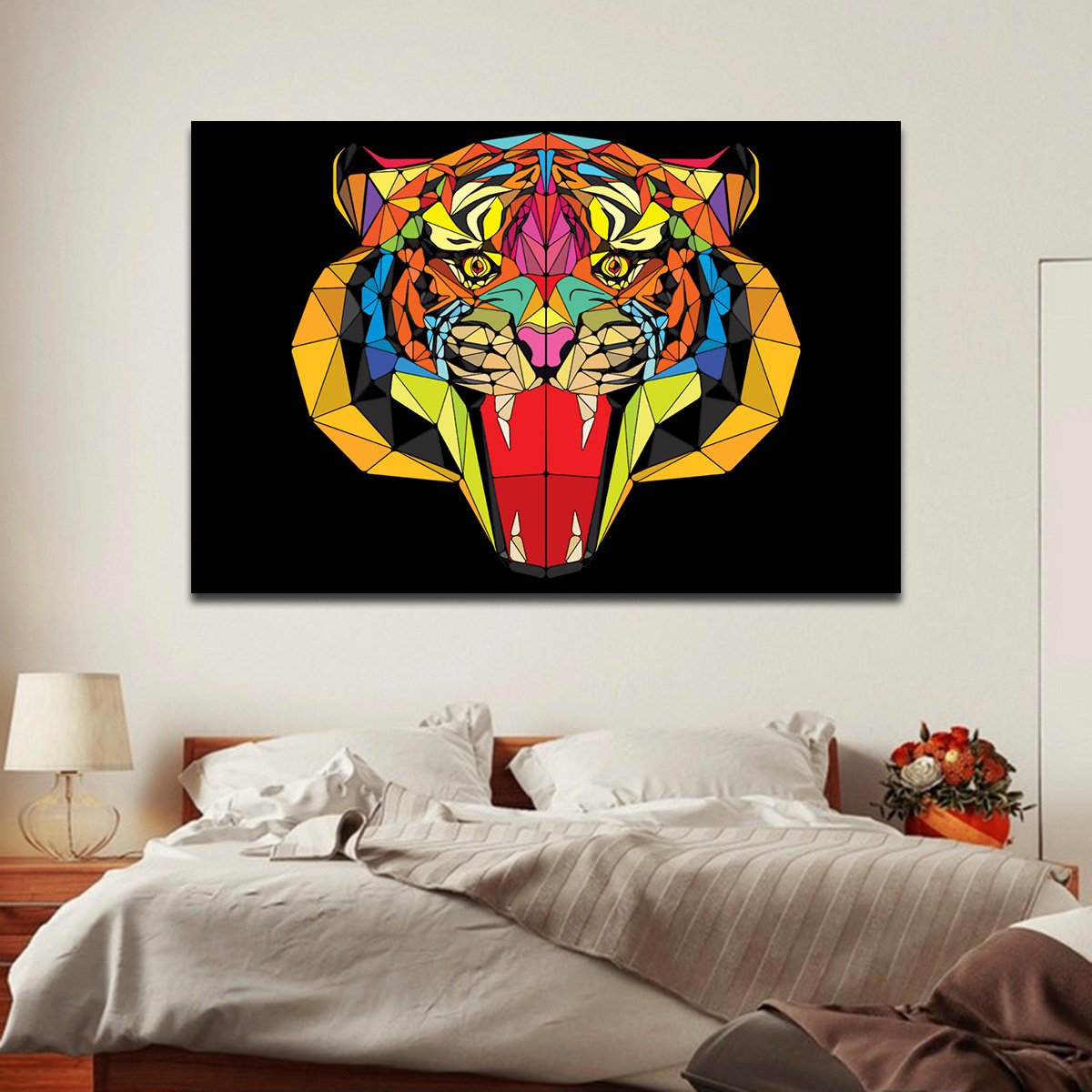 Geometric Tiger Multi Panel Canvas Wall Art