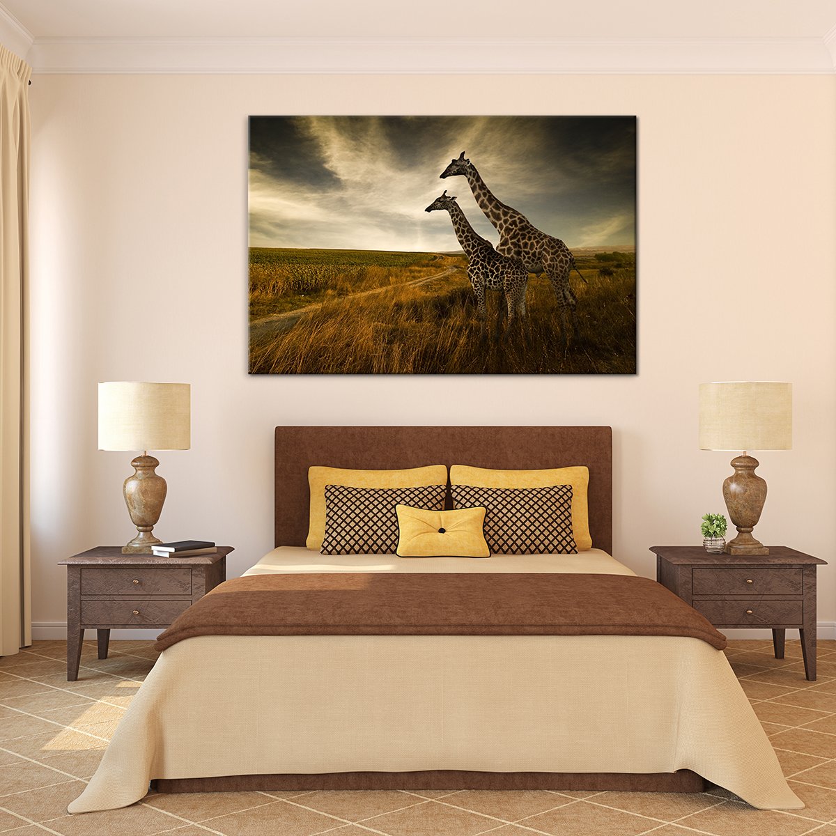 Giraffe Family Multi Panel Canvas Wall Art
