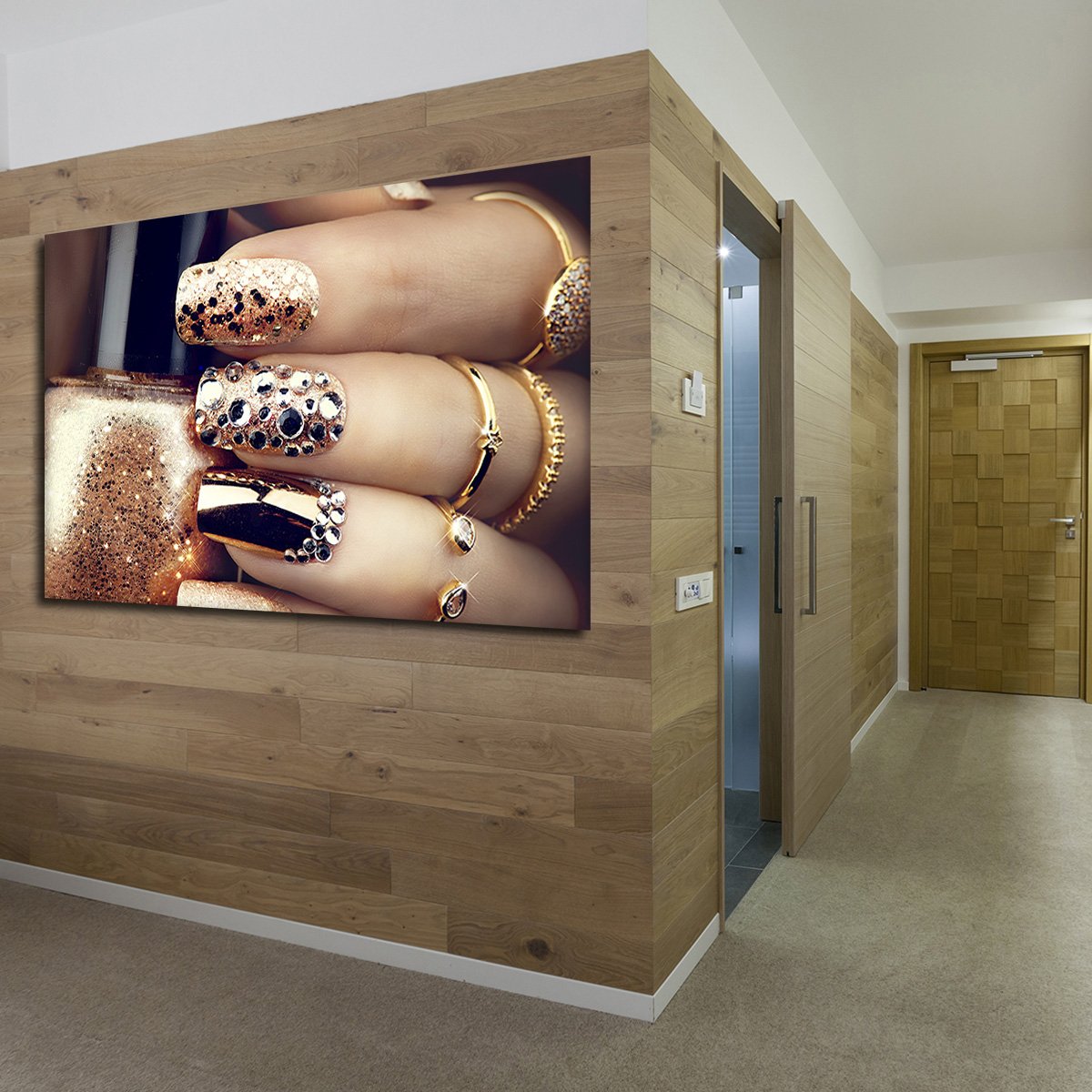 Gold Glitter Nails Multi Panel Canvas Wall Art