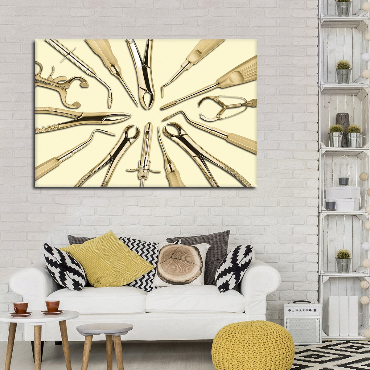 Golden Dental Tools Multi Panel Canvas Wall Art