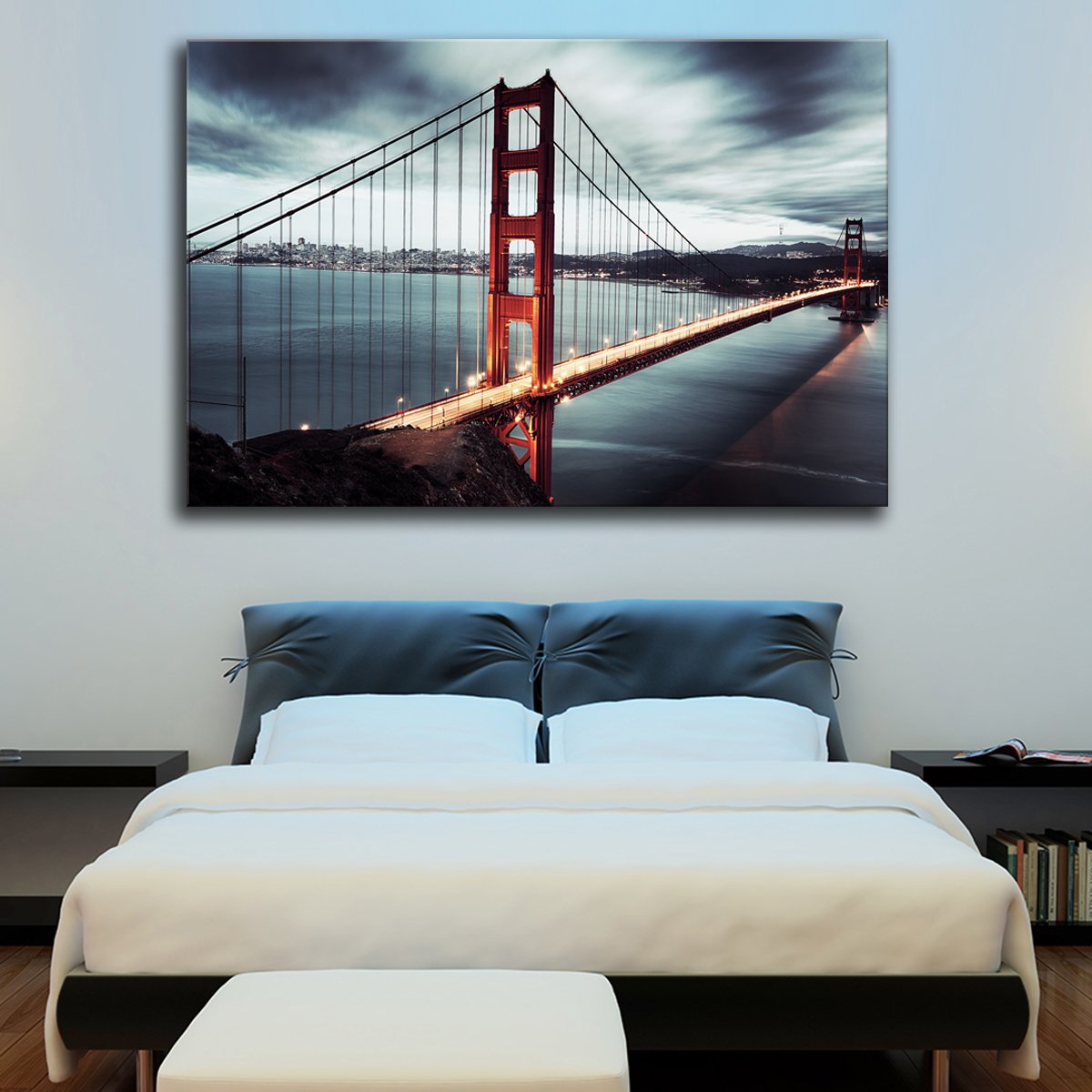 Golden Gate at Twilight Multi Panel Canvas Wall Art