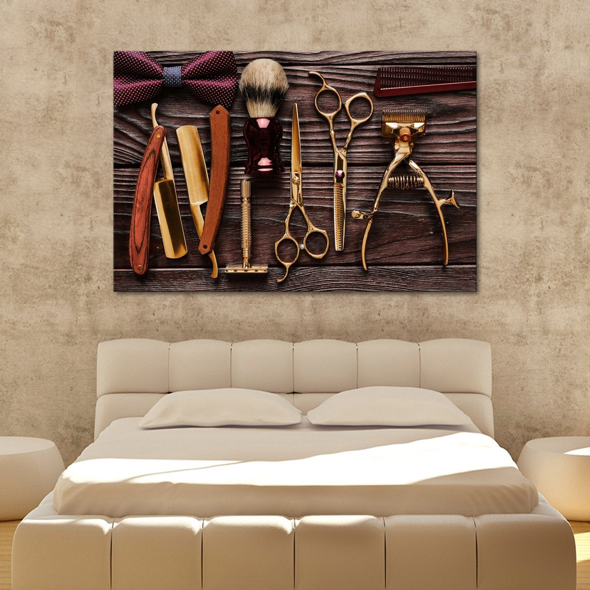 Golden Lifestyle Barbershop Multi Panel Canvas Wall Art
