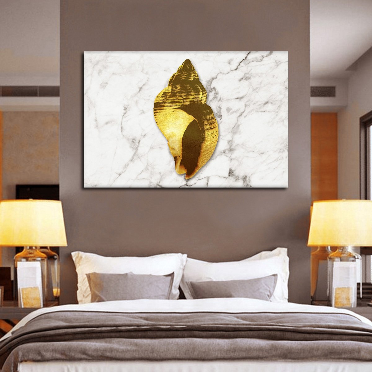 Golden Shell Multi Panel Canvas Wall Art