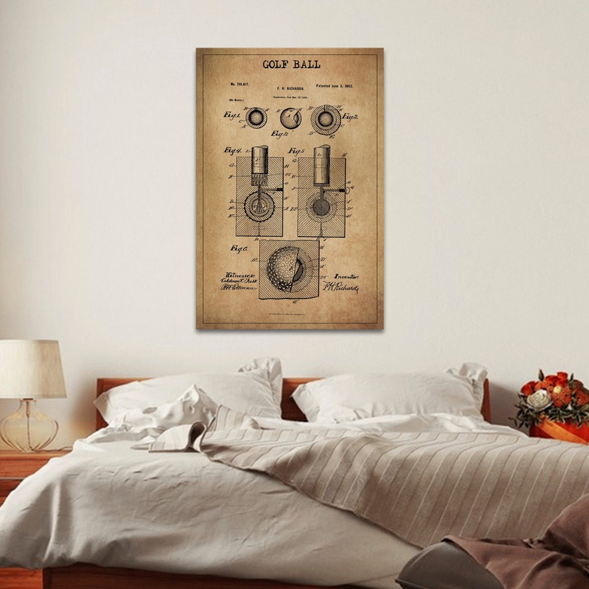 Golf Ball Patent Canvas Wall Art