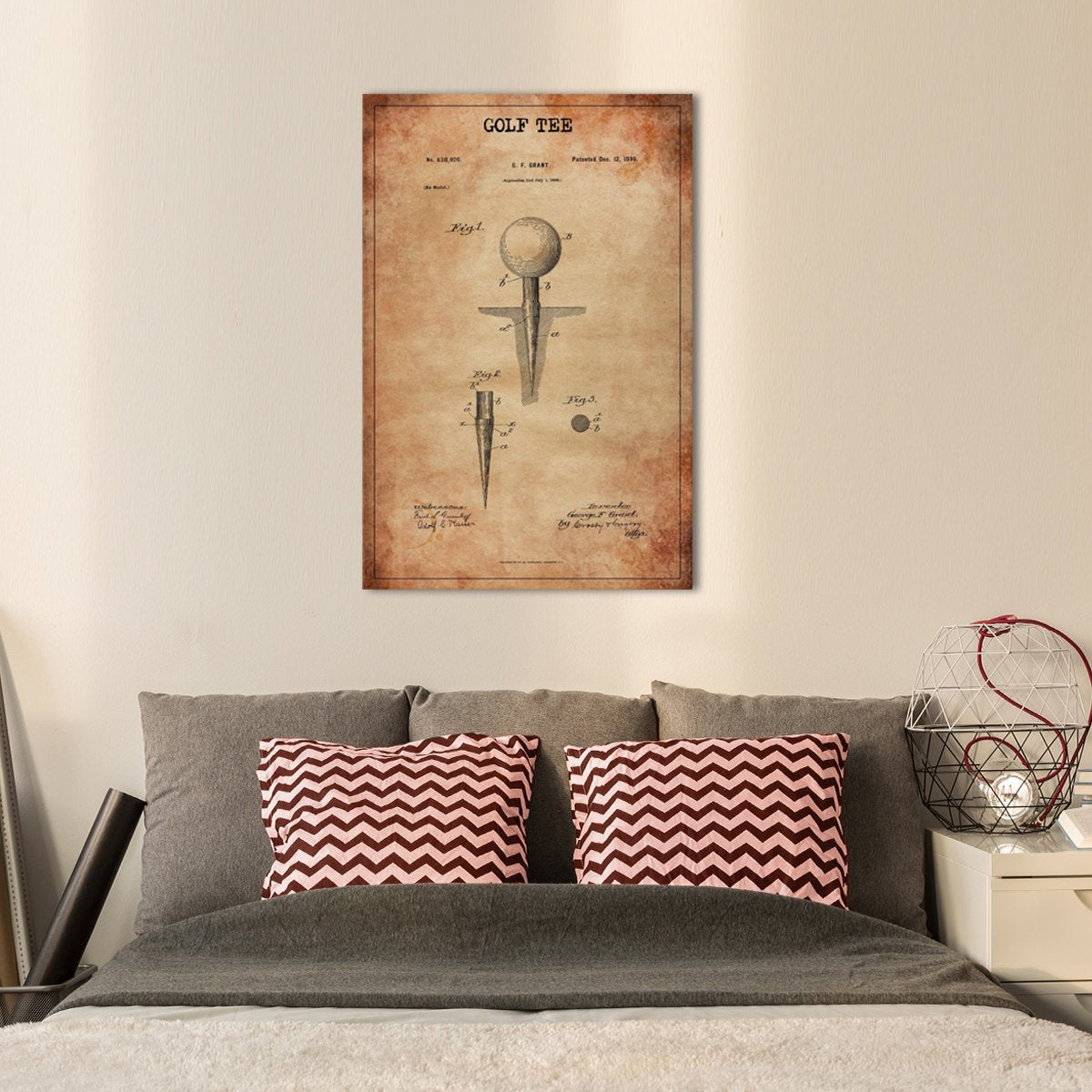 Golf Tee Patent Canvas Wall Art