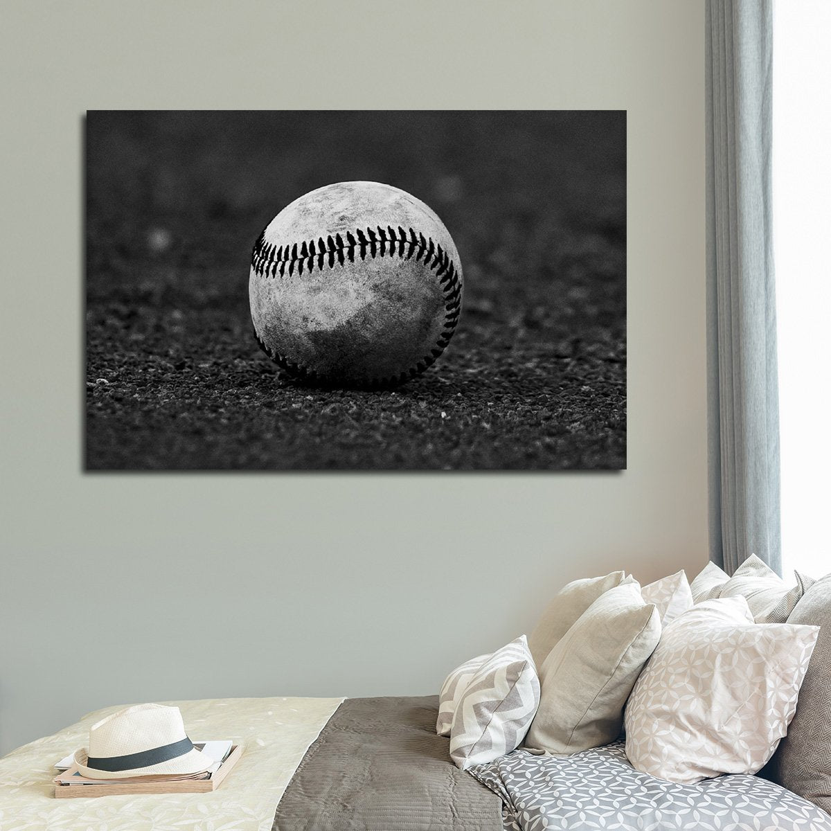 Grayscale Baseball Multi Panel Canvas Wall Art