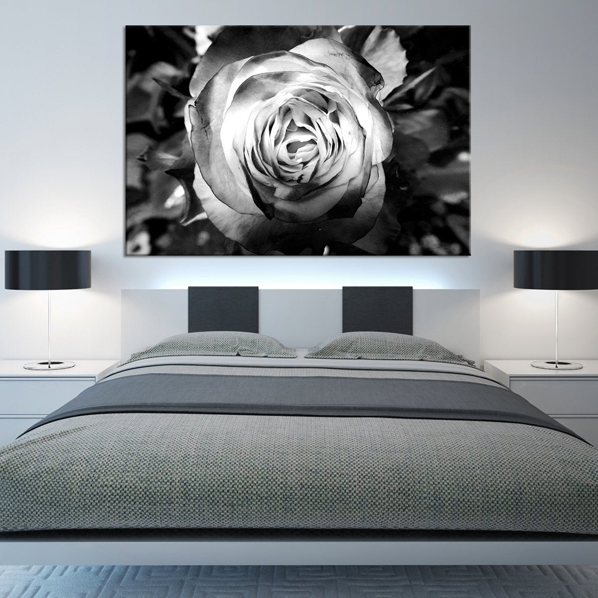 Grayscale Rose Multi Panel Canvas Wall Art