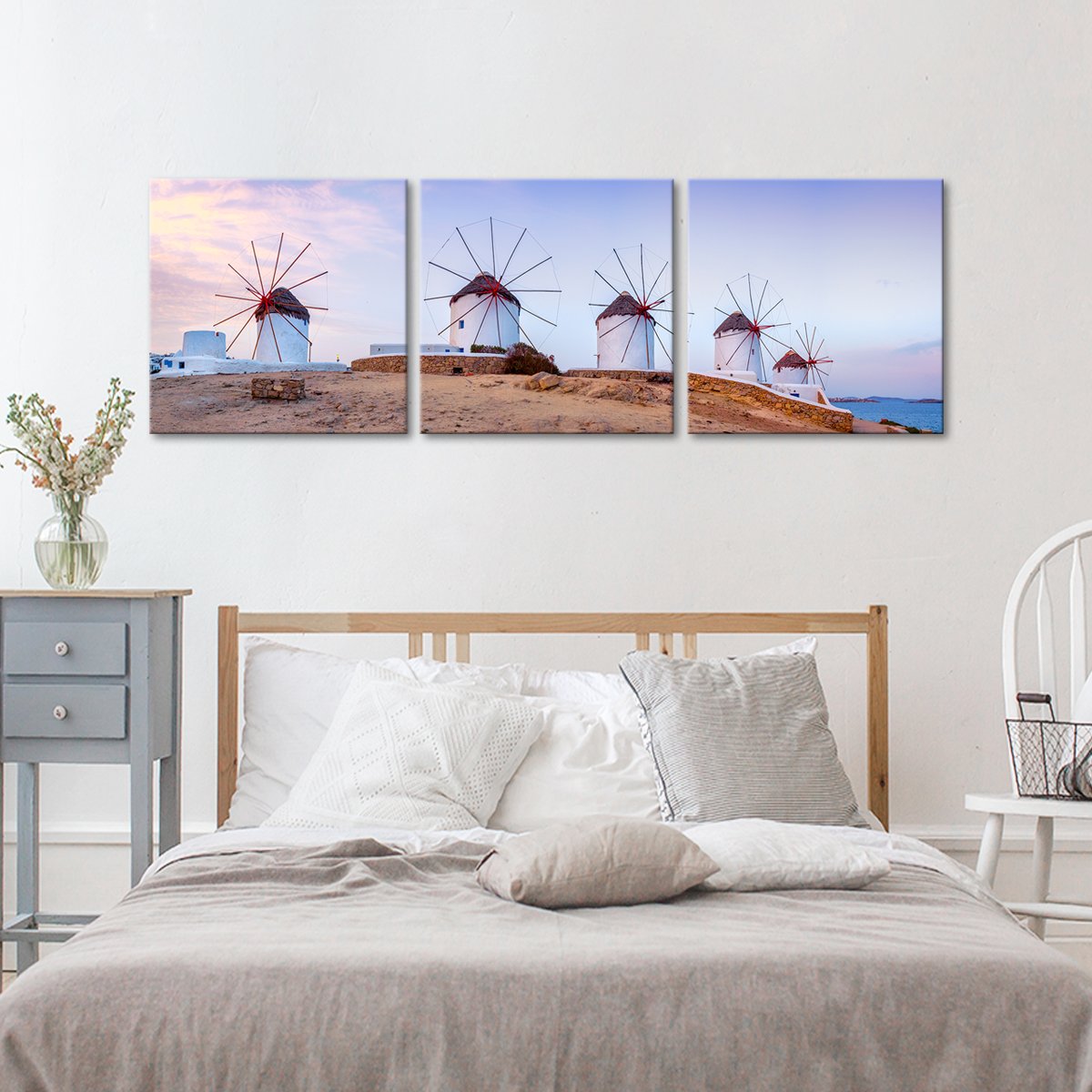 Greek Windmills Multi Panel Canvas Wall Art