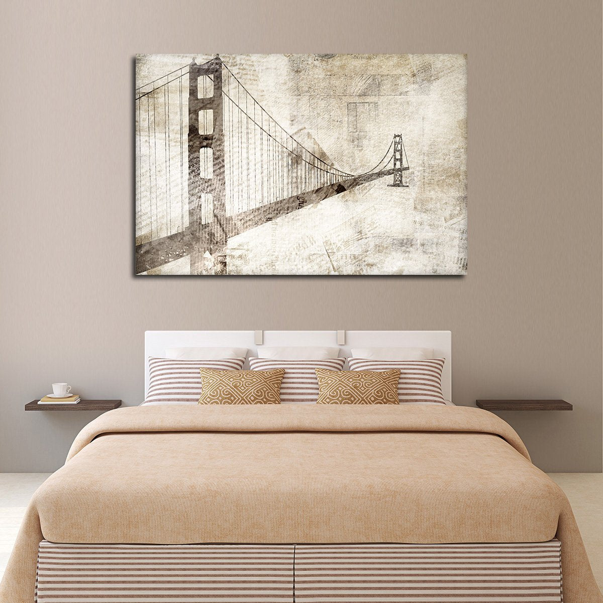 Grunge Golden Gate Bridge Multi Panel Canvas Wall Art