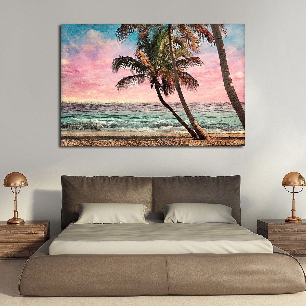Grunge Tropical Sunset Multi Panel Canvas Wall Art
