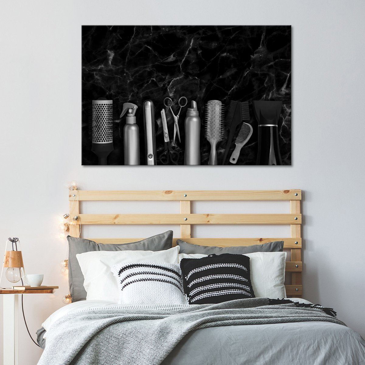 Hairdresser Tools Marble Multi Panel Canvas Wall Art