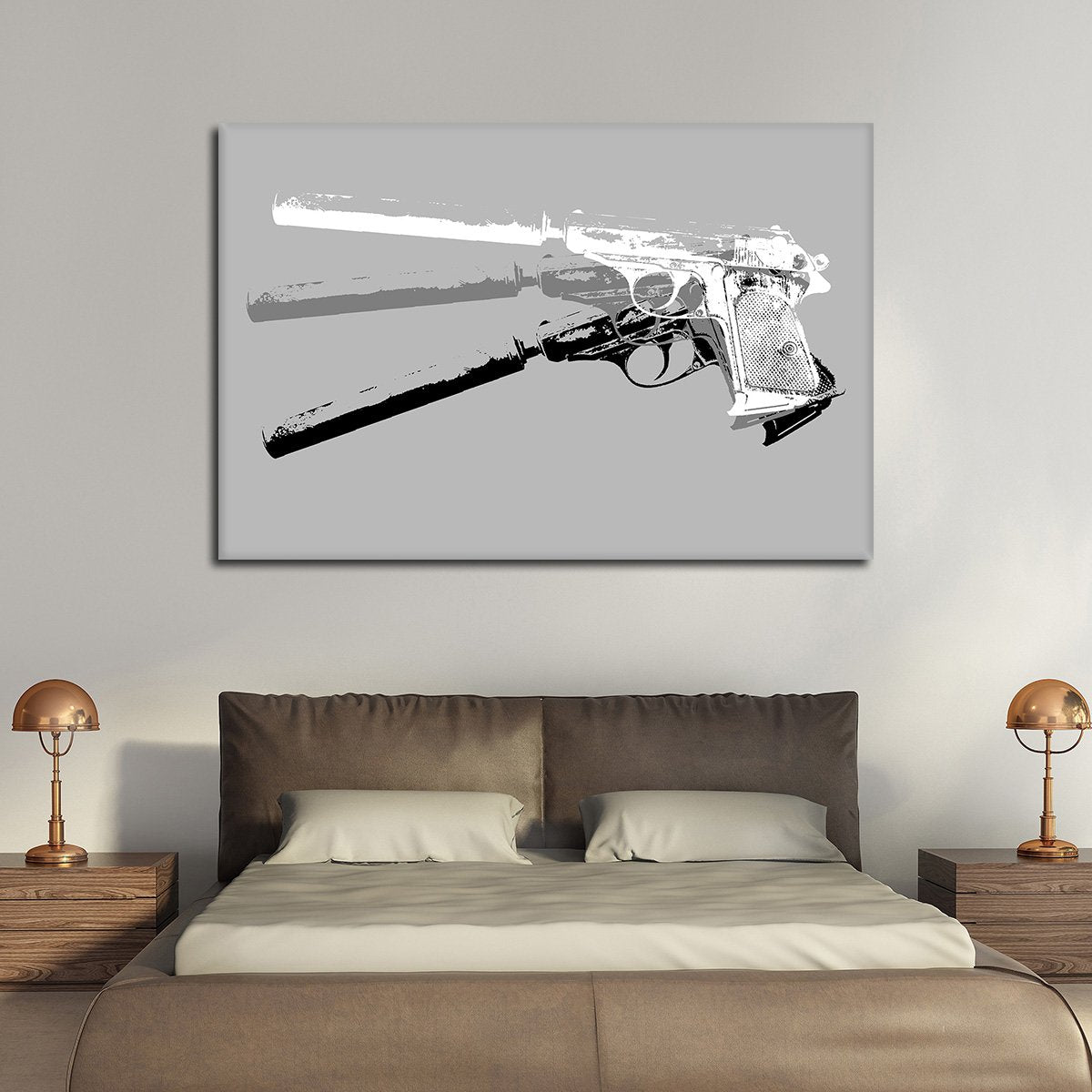 Hand Gun Pop Art BW Multi Panel Canvas Wall Art