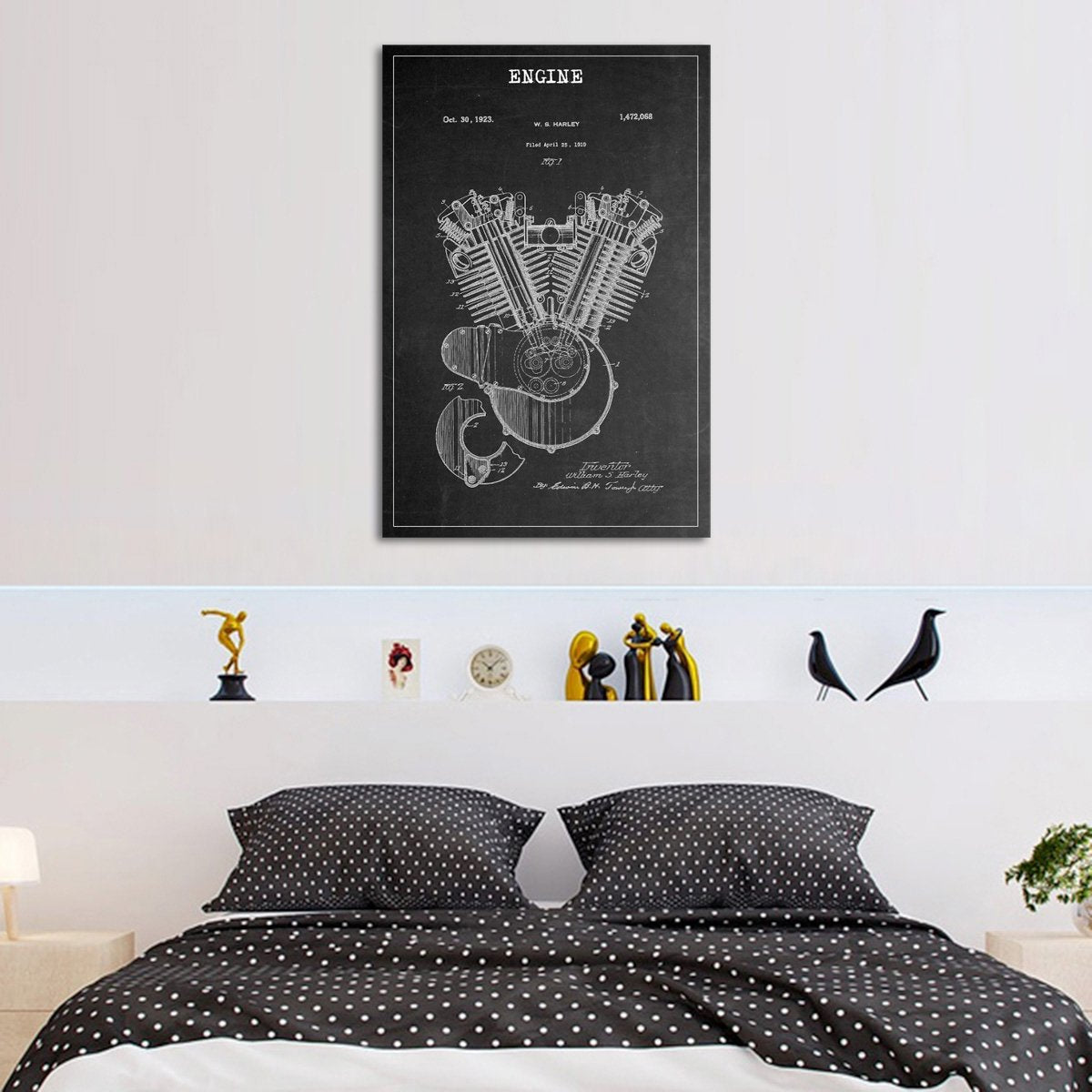 Engine Patent BW Canvas Wall Art