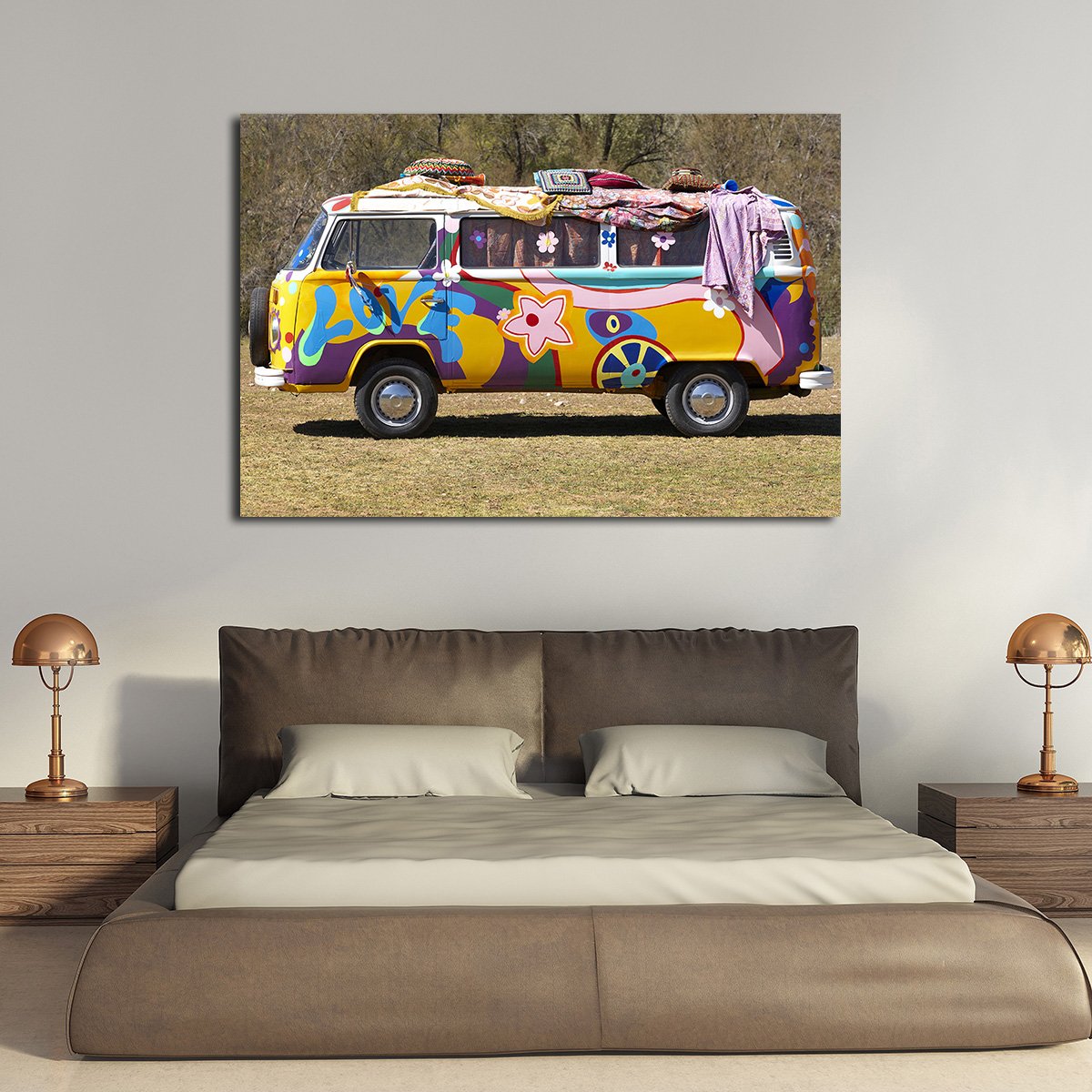 Hippie Van Multi Panel Canvas Wall Art