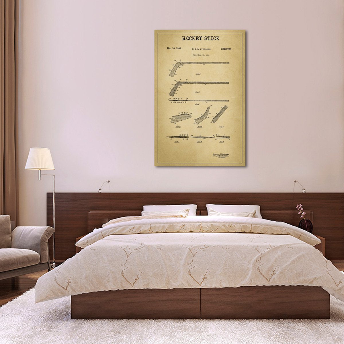 Hockey Stick Patent Canvas Wall Art