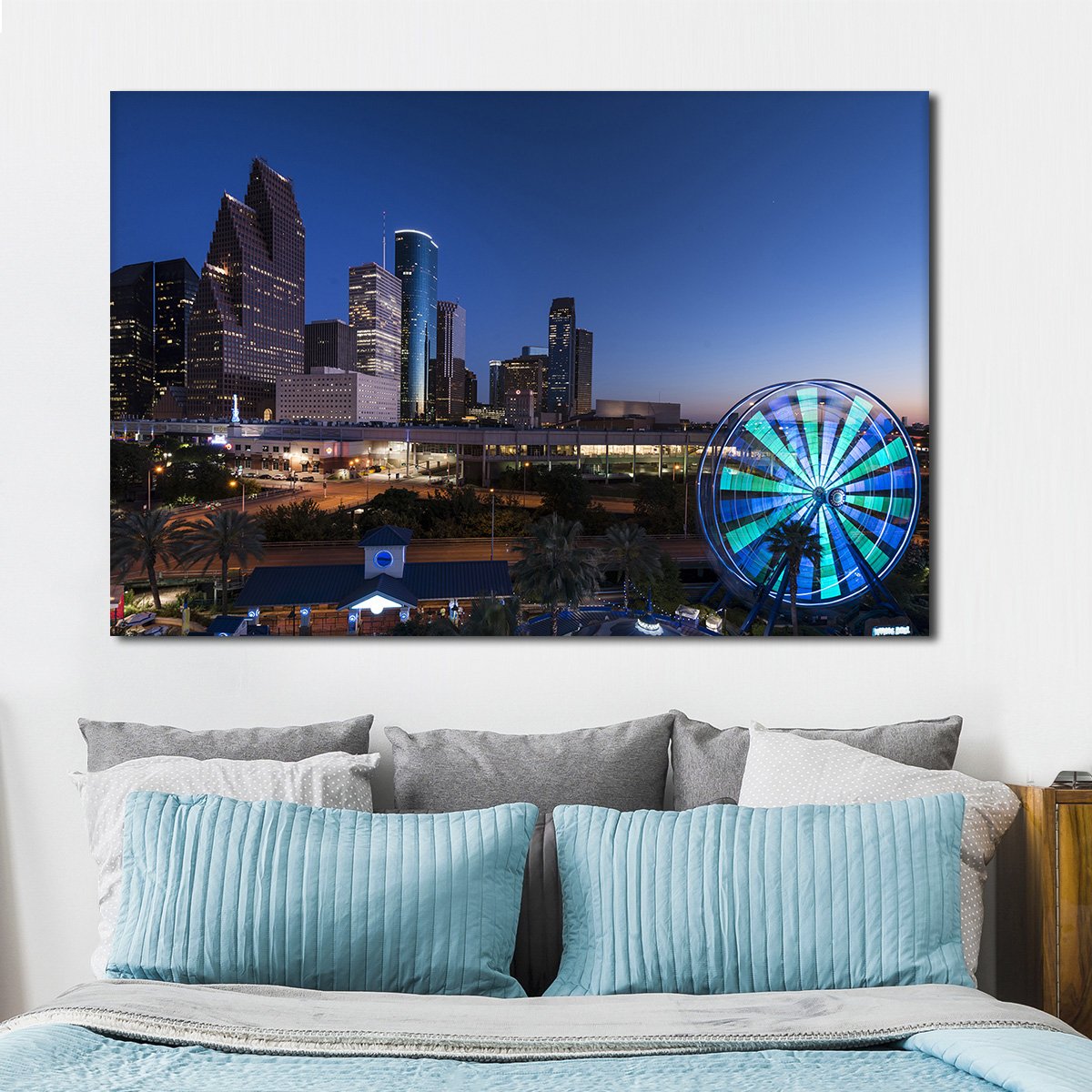 Houston At Night Multi Panel Canvas Wall Art
