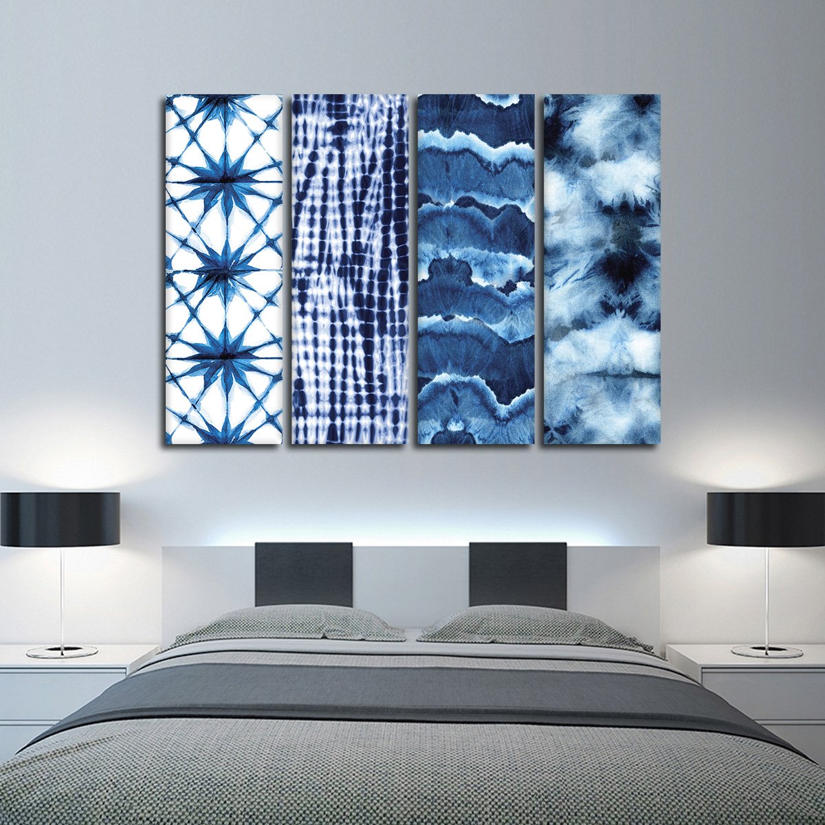 Indigo Tie Dye Combo Canvas Set Wall Art