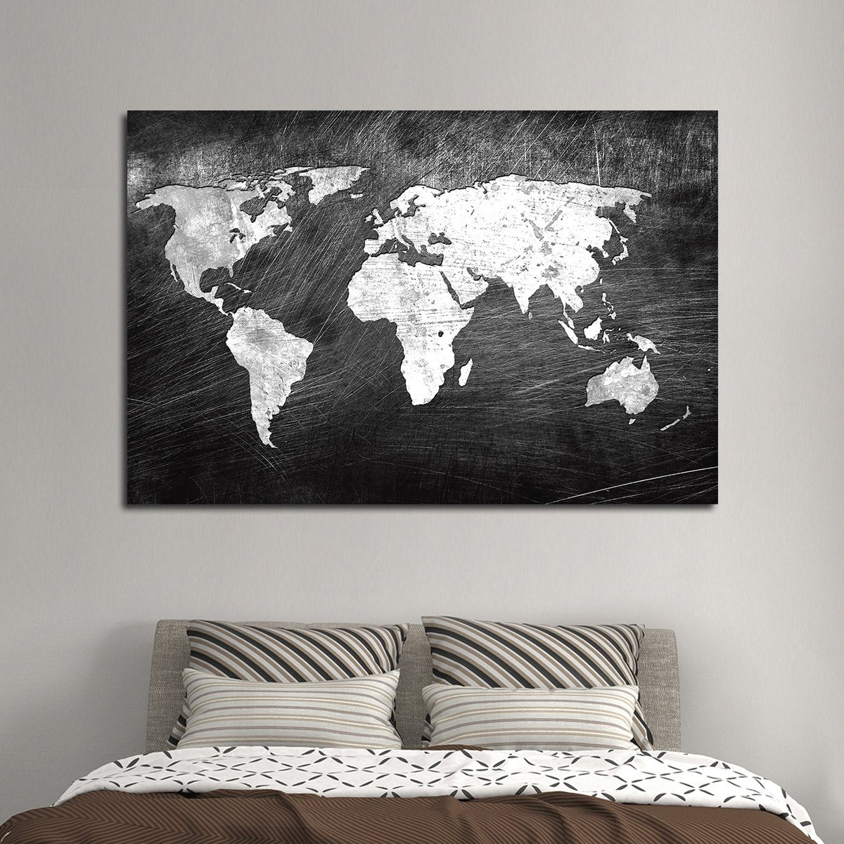 Iron Impression World Map Multi Panel Canvas Wall Art