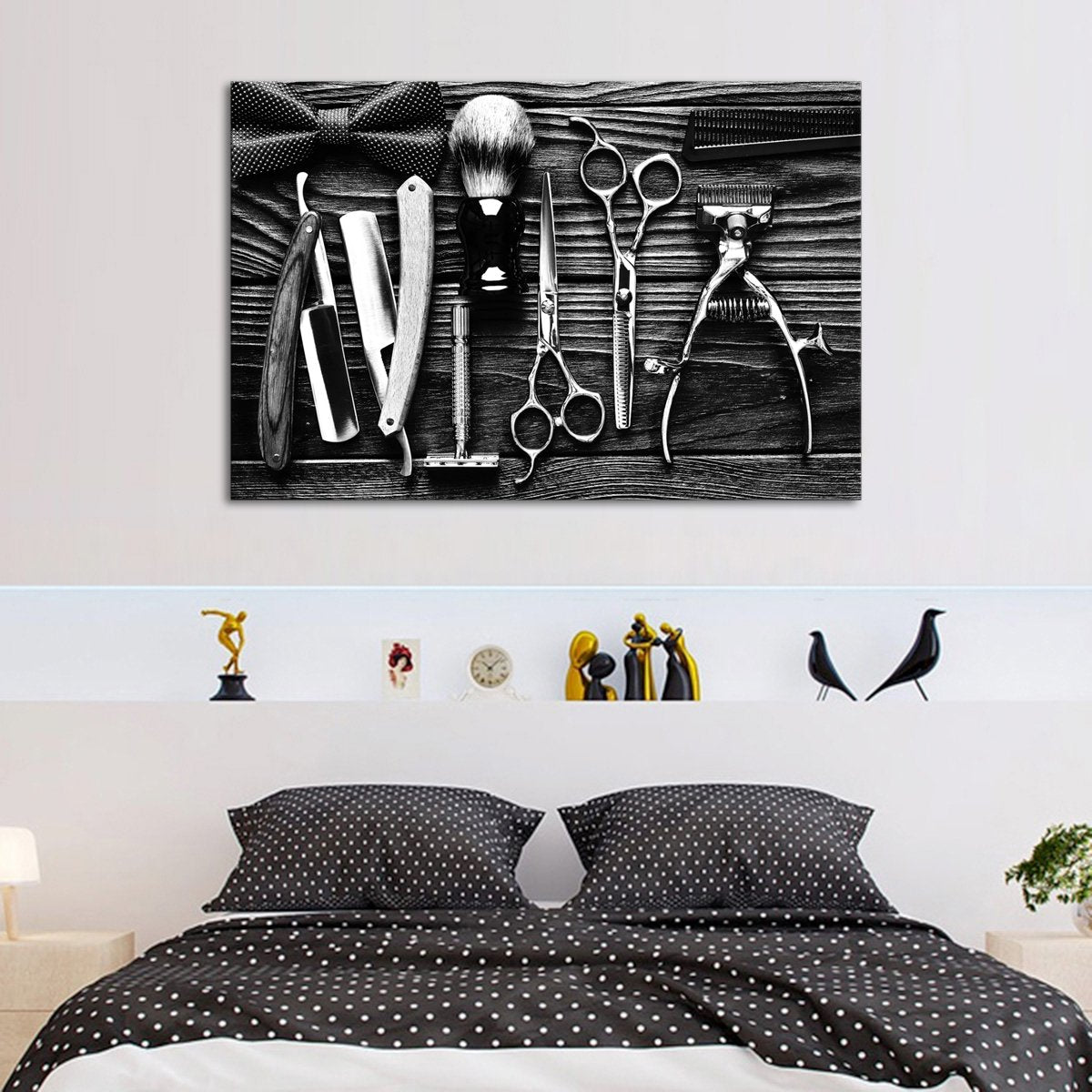 Lifestyle Barbershop BW Multi Panel Canvas Wall Art