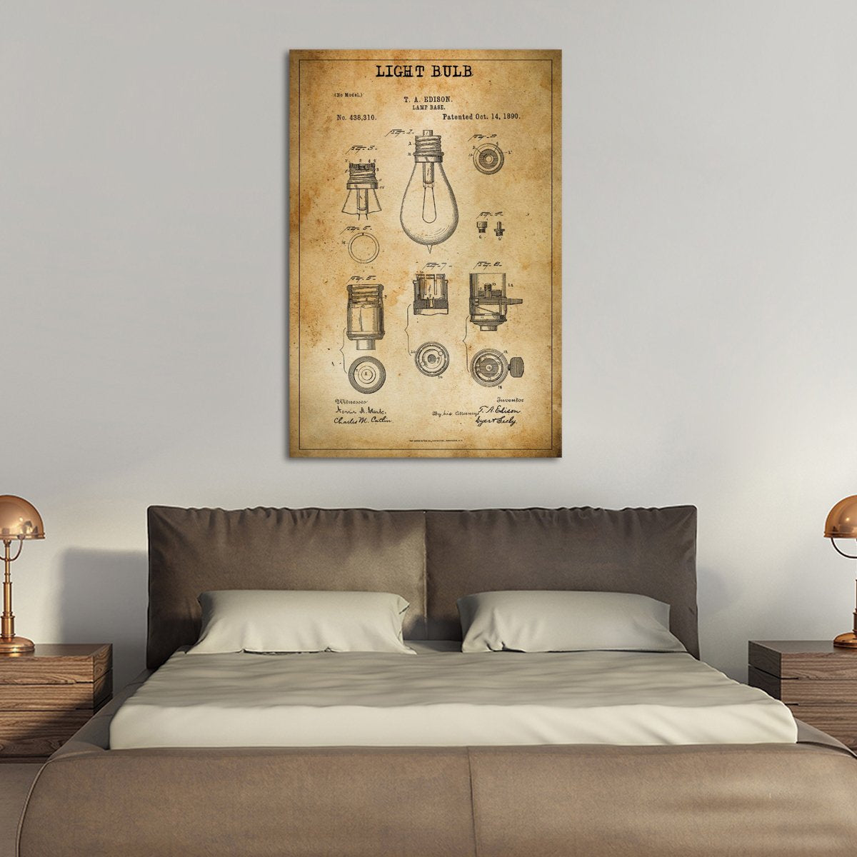 Light Bulb Patent Canvas Wall Art