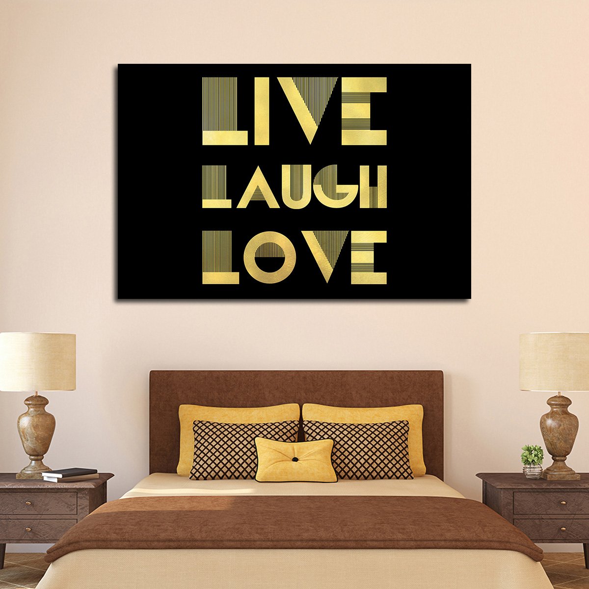 Live Laugh Love Gold Multi Panel Canvas Wall Art