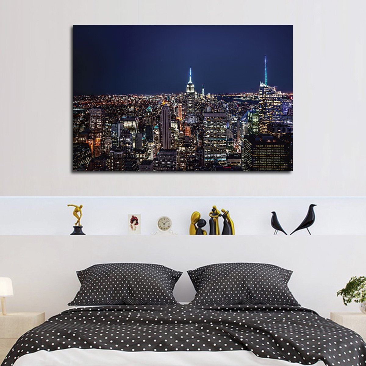 Midtown Manhattan at Night Multi Panel Canvas Wall Art