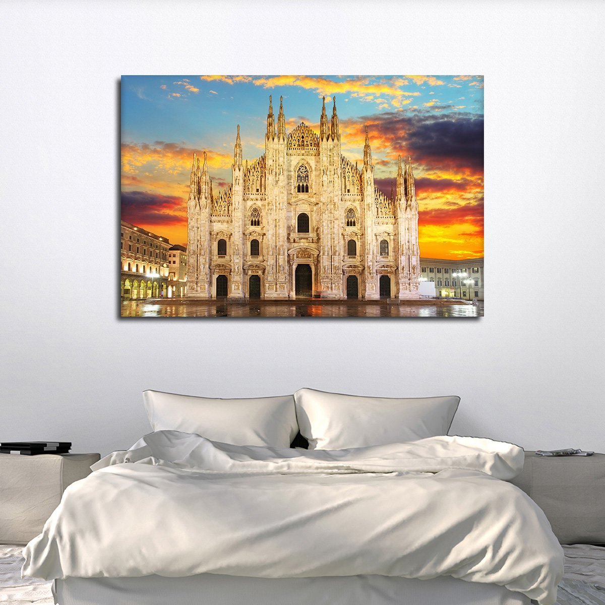 Milan Cathedral At Sunset Multi Panel Canvas Wall Art