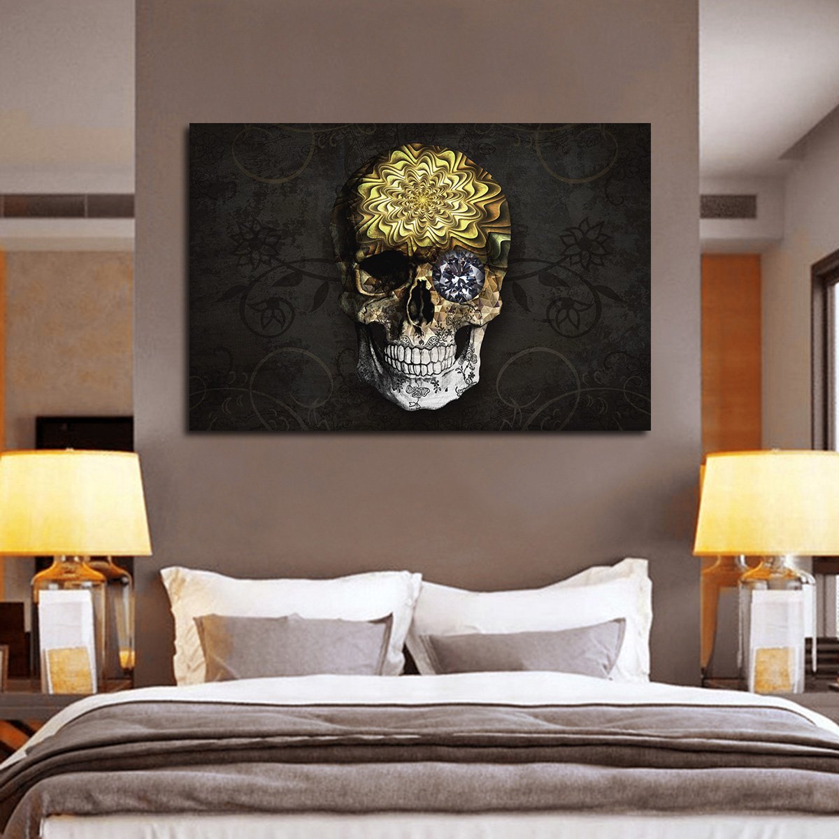 Million Dollar Human Skull Multi Panel Canvas Wall Art