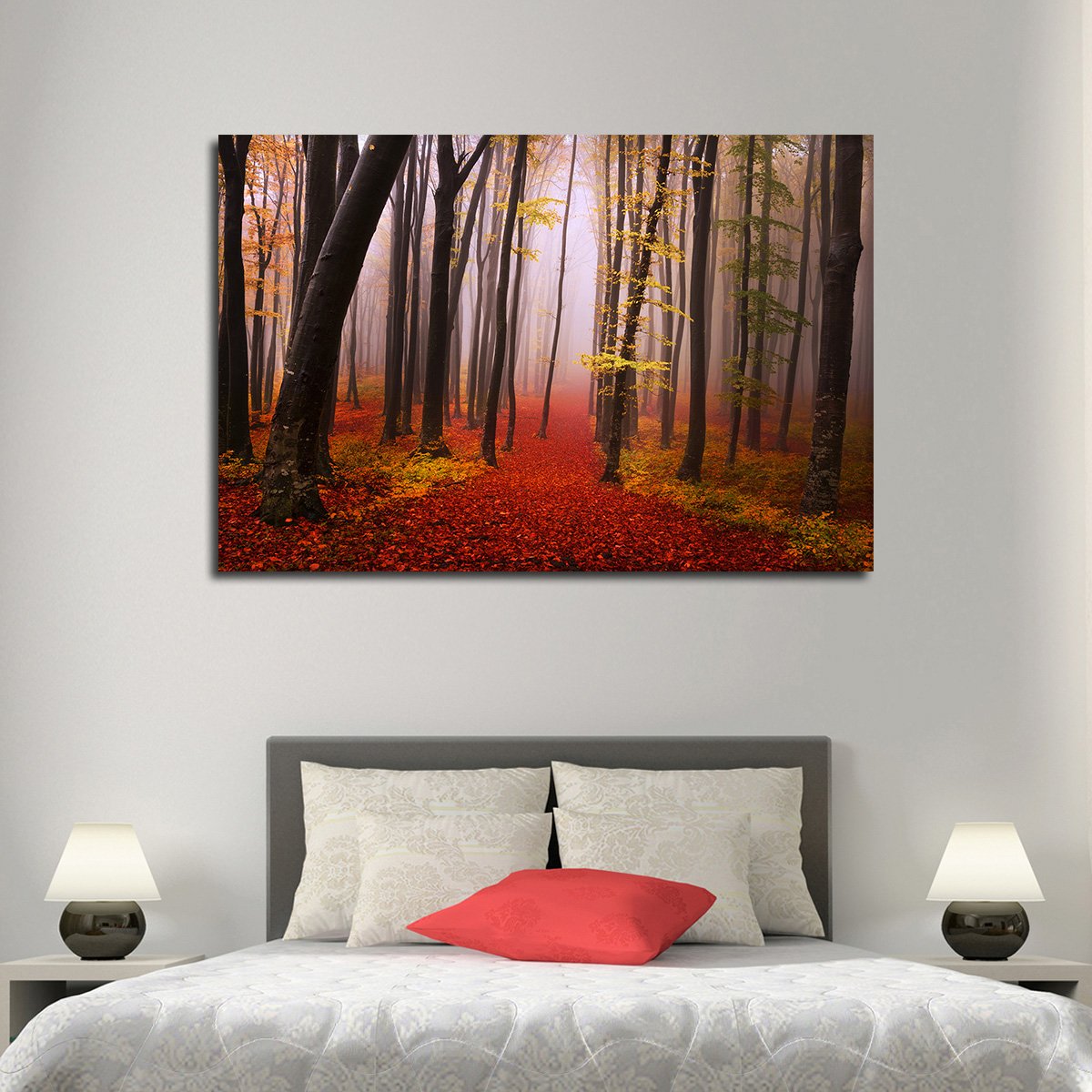 Misty Autumn Morning Multi Panel Canvas Wall Art