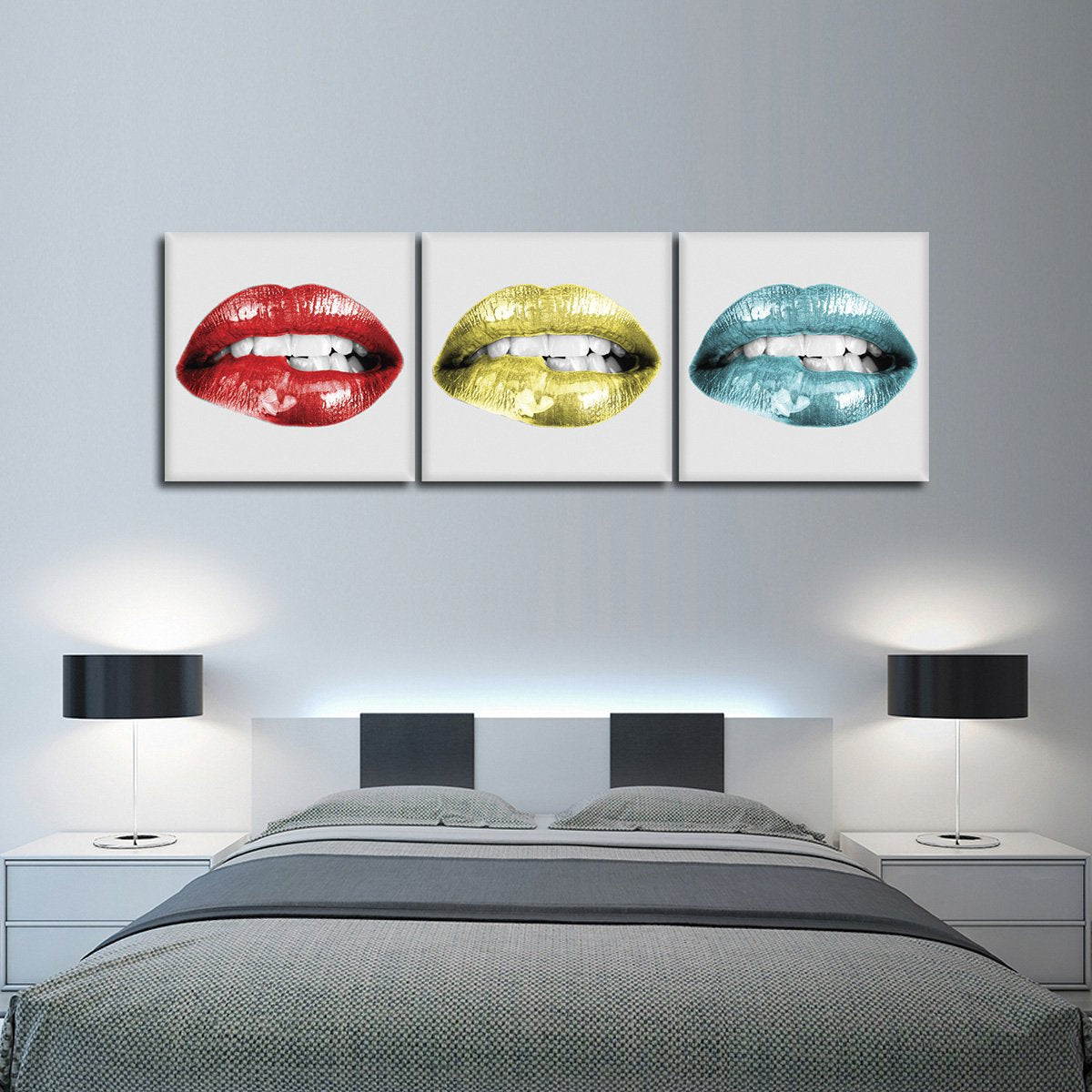 Lip Pop Combo Gold Canvas Set Wall Art